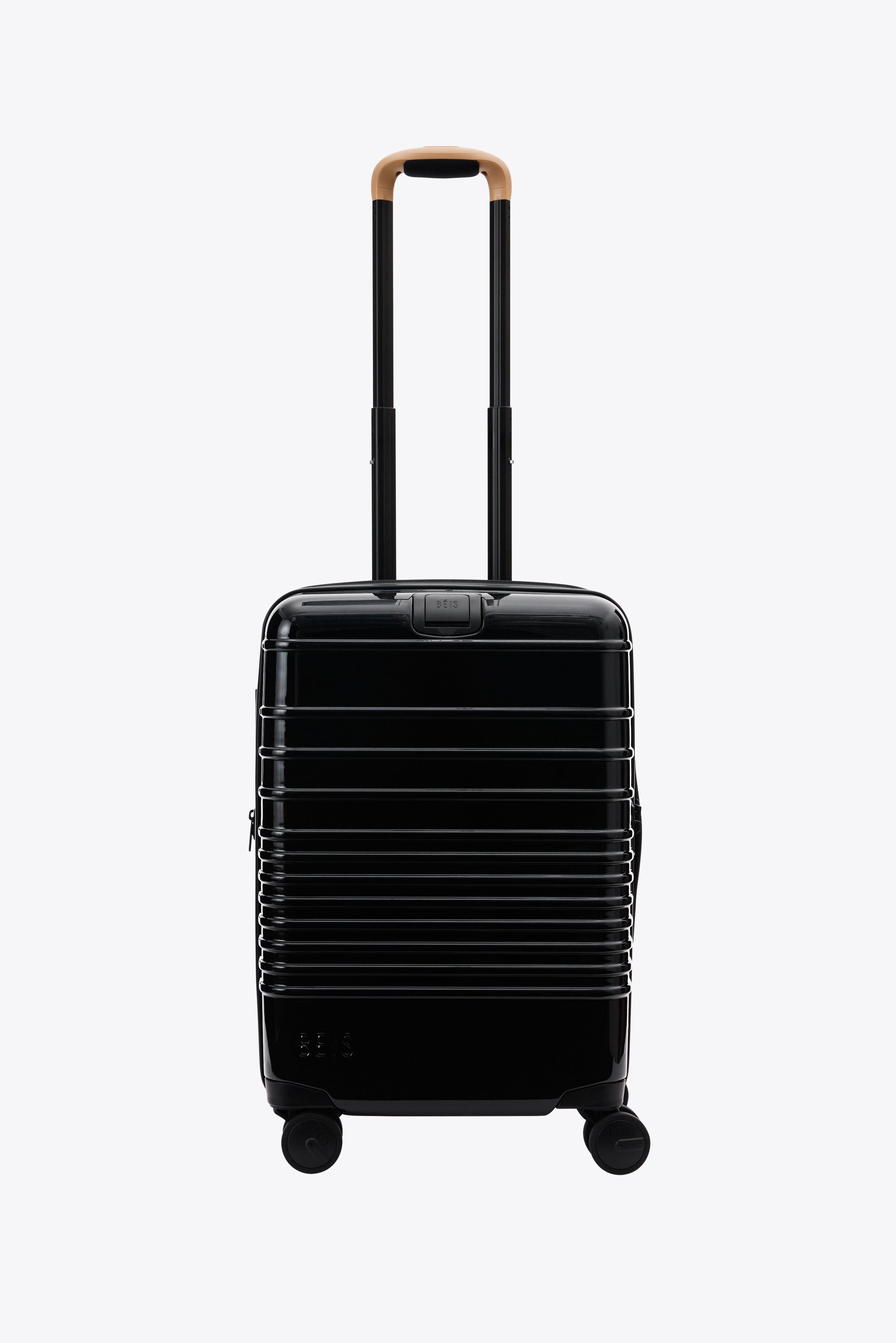 Glossy Black Carry On Roller Luggage - Perfect for Air Travel & Weekend Getaways