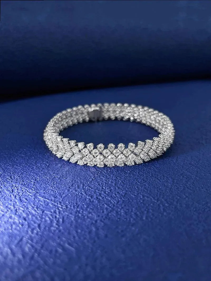 18K White Gold Diamond Bracelet for Women - Real Natural Diamonds, Luxury Minimalist Design, Exquisite Jewelry Gift for Anniversary, Wedding & Special Occasions