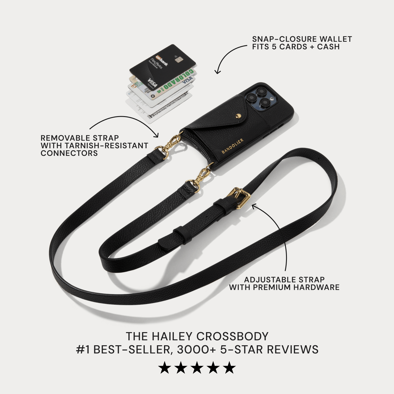 Hailey Side Slot Leather Crossbody Bandolier Bag for Women - Black & Pewter - Stylish & Functional Purse for Everyday Use, Travel & Work