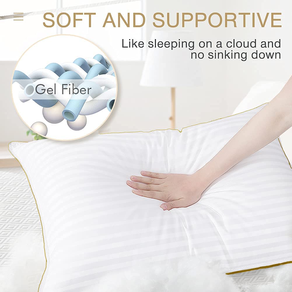 MAPLE DOWN Queen Size Pillows 2 Pack - Cooling Cotton Hotel Quality Down Alternative Bed Pillows for Side & Back Sleepers - Soft Fluffy & Breathable (20x30 Inches) - Perfect for Home, Hotel, or Guest Room Comfort