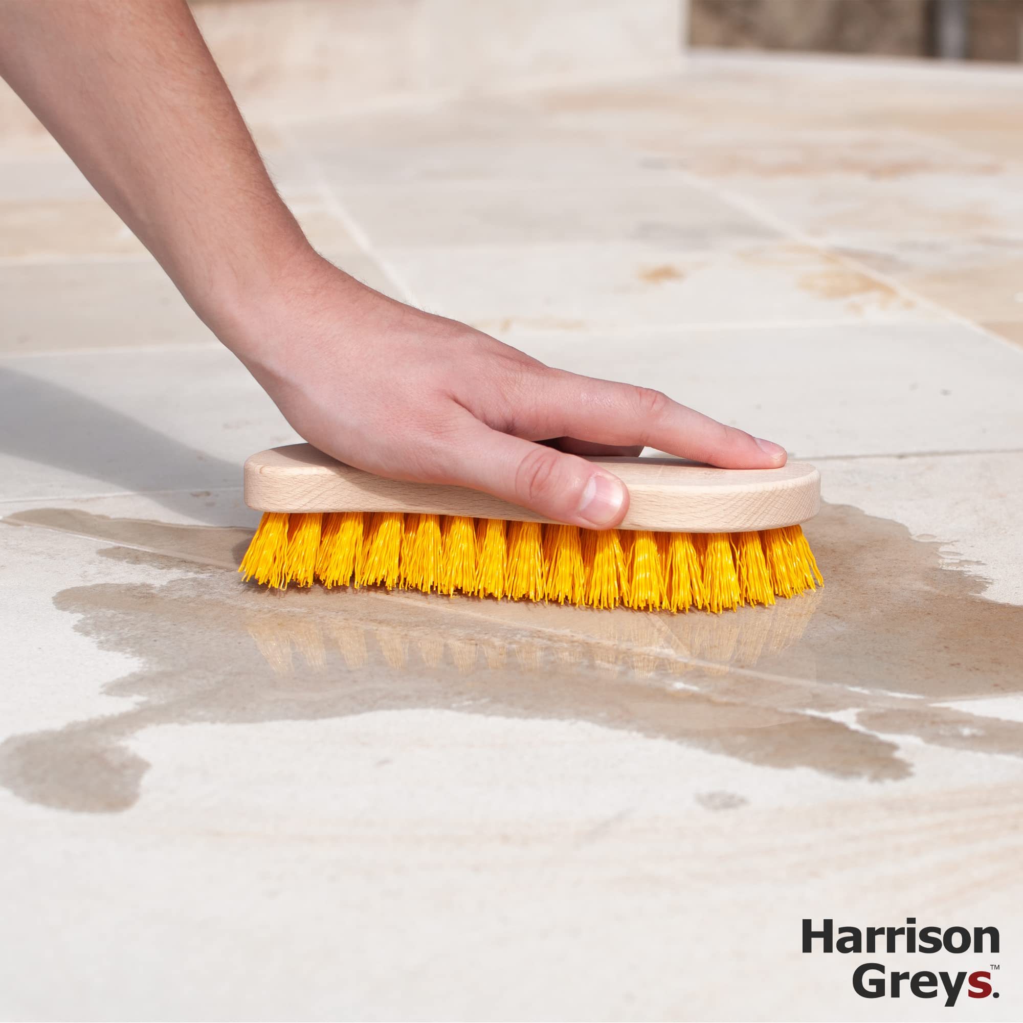 Heavy Duty Scrub Brush with Stiff Nylon Bristles - Deep Cleaning Brush for Indoor & Outdoor Use - Wooden Handle Scrubber for Boots, Floors, Tiles, and Grout - Durable Utility Hand Brush for Tough Stains