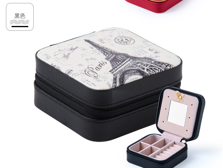 Women's Jewelry Organizer Box - PU Leather Travel Makeup Case with Mirror & Zipper - Perfect for Travel, Home Storage & Gift Giving