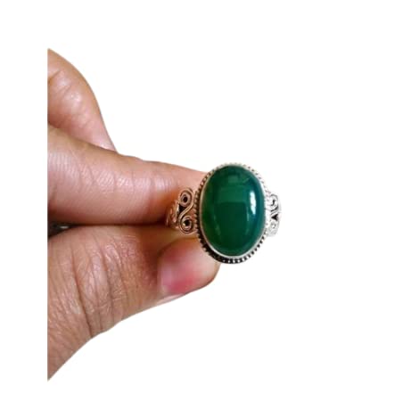 Green Onyx 925 Sterling Silver Ring | Oval Cabochon Meditation Jewelry | Perfect Birthday & Engagement Gift for Women | Fine & Casual Wear for Spiritual Healing & Everyday Elegance