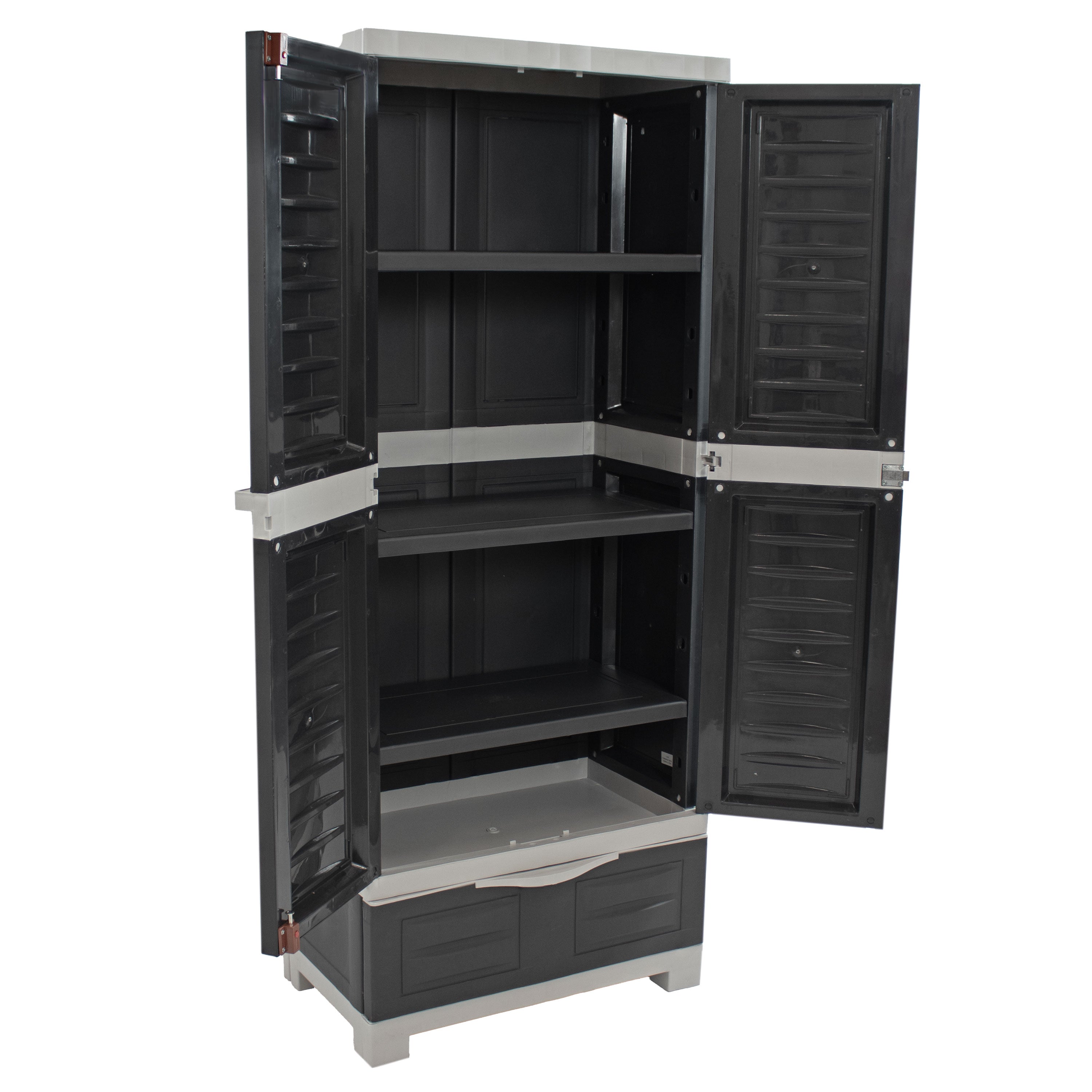 Sunnydaze 3-Shelf Plastic Lockable Storage Cabinet - 57.5