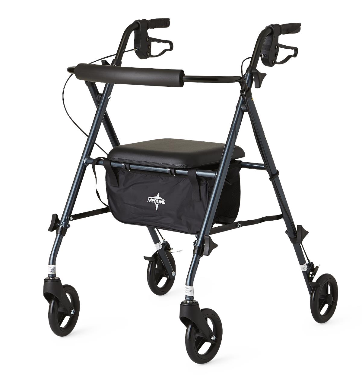 Medline Superlight Rollator Walker for Seniors - Lightweight Mobility Aid with Seat & Basket for Indoor & Outdoor Use - Ideal for Shopping, Travel & Daily Support