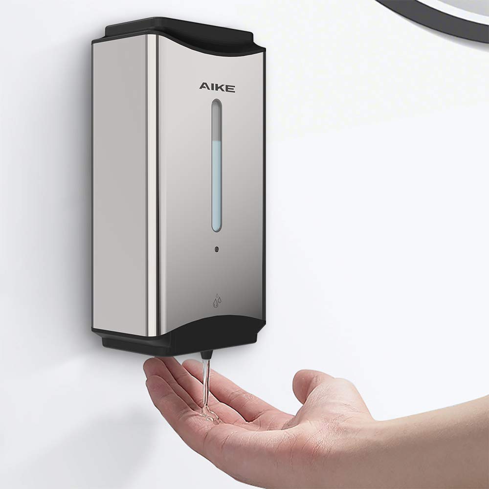 AIKE Commercial Hand Dryer and Automatic Soap Dispenser Combo (AK2812 & AK1206) - Polished Stainless Steel for Restrooms, Kitchens, and Public Spaces