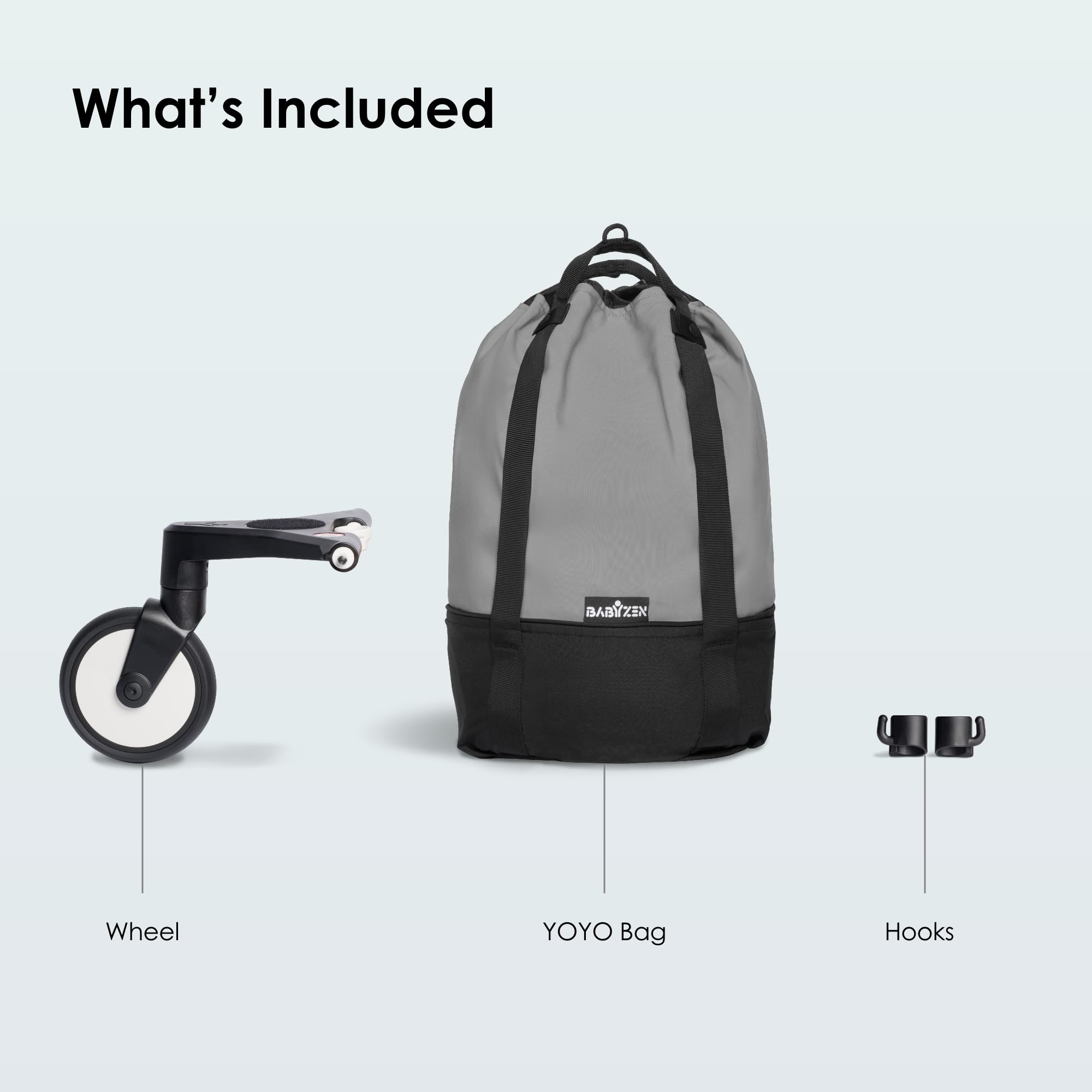BabyZen YOYO Stroller Bag in Grey - Extra Storage for YOYO2 Stroller with Wheel Base & Hooks - Perfect for Diapers, Toys & Essentials on the Go