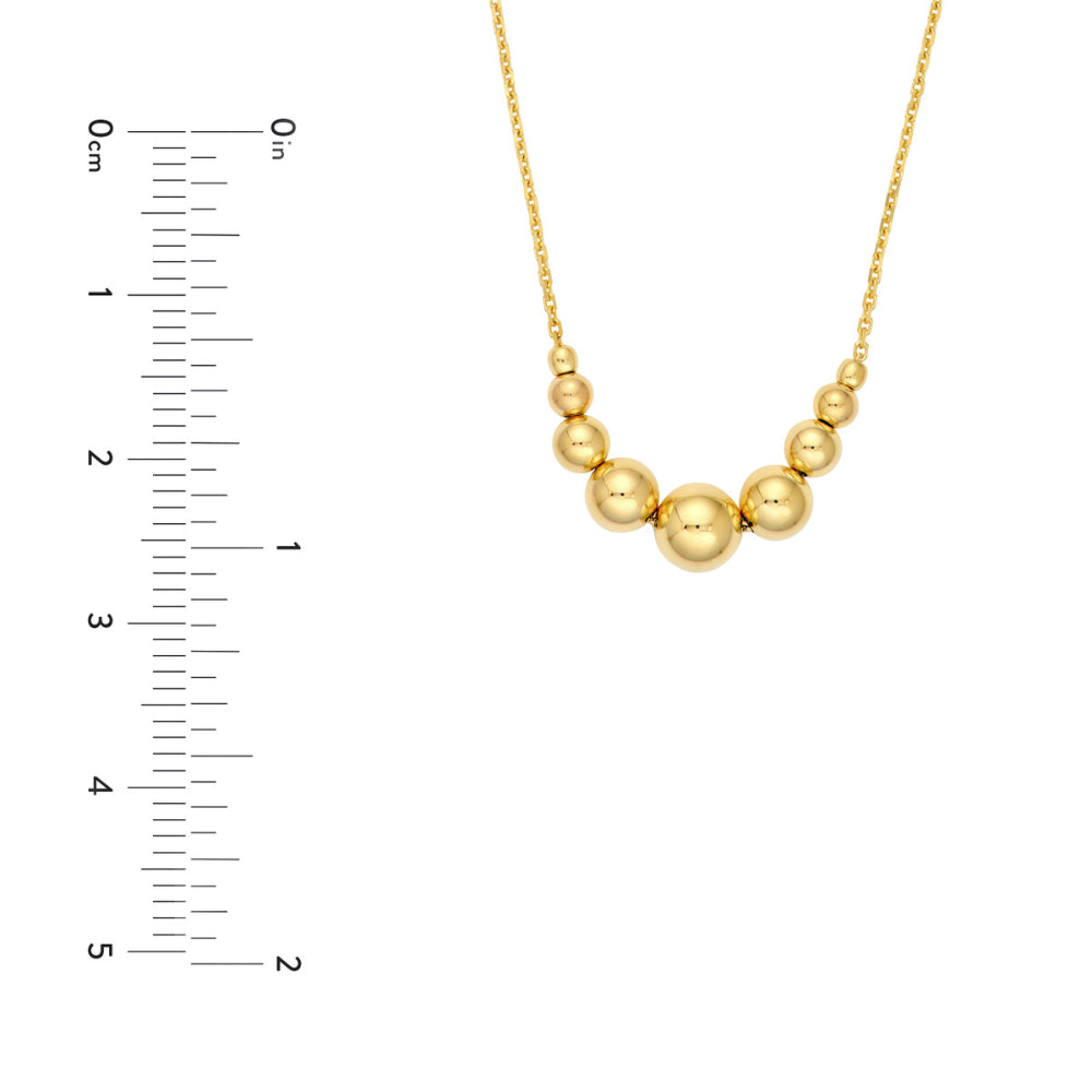 14K Gold Graduated Bead Necklace - Elegant Layered Beaded Chain for Women | Perfect for Weddings, Parties & Everyday Wear