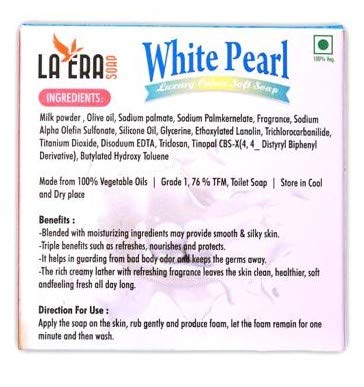 Premium LA ERA White Pearl Luxury Cream Soft Soap - 3 Pack (300g Total) for Gentle Skin Cleansing & Spa-Like Bath Experience