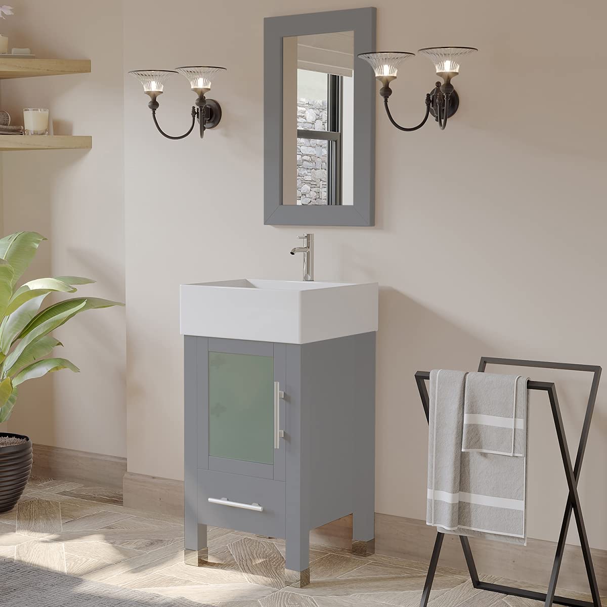 18-Inch Bathroom Vanity Set with Polished Chrome Faucet - Modern Space-Saving Vanity for Small Bathrooms, Powder Rooms & Apartments