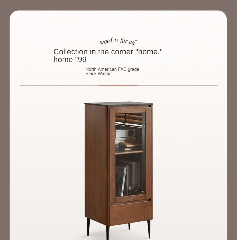 Solid Black Walnut Wood Rocking Side Cabinet - Handcrafted Rustic Nightstand for Bedroom, Living Room & Office Furniture