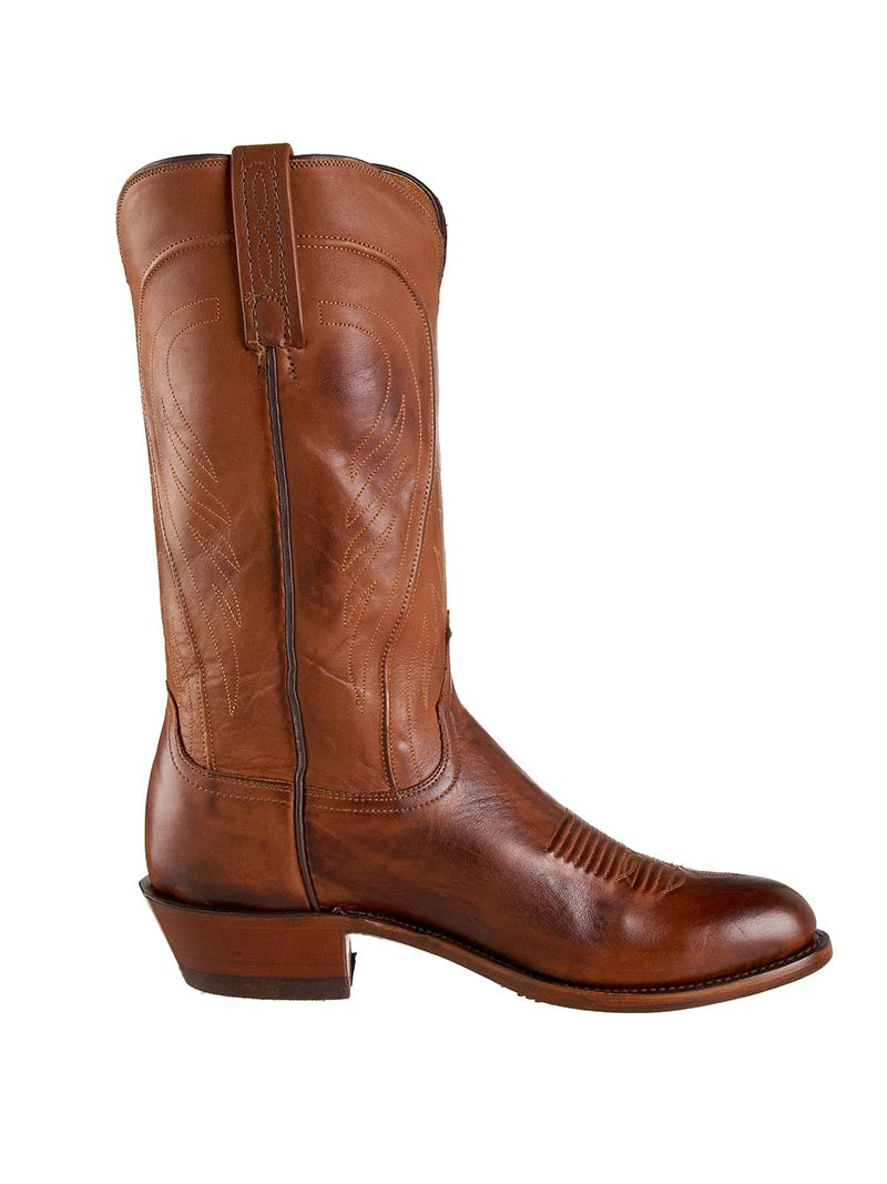 Lucchese N1596.R4 Men's Classic Ranch Hand Leather Boots - Tan Burnished Cowboy Boots for Western Riding & Outdoor Work