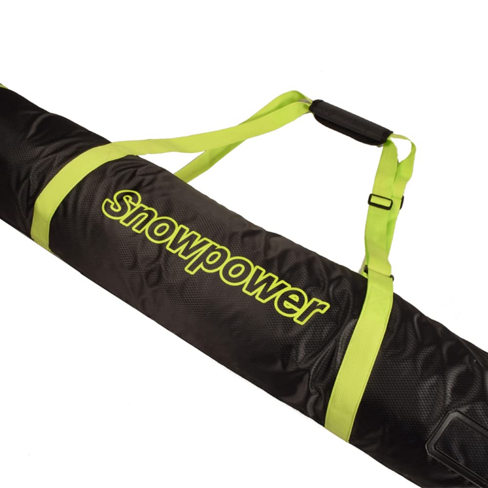 UNISTRENGH Fully Padded Single Ski Travel Bag - Thick Dual Layer Protection Waterproof Ski Carrier with Shoulder Strap & Handle - Perfect for Air Travel, Mountain Trips & Ski Resort Storage