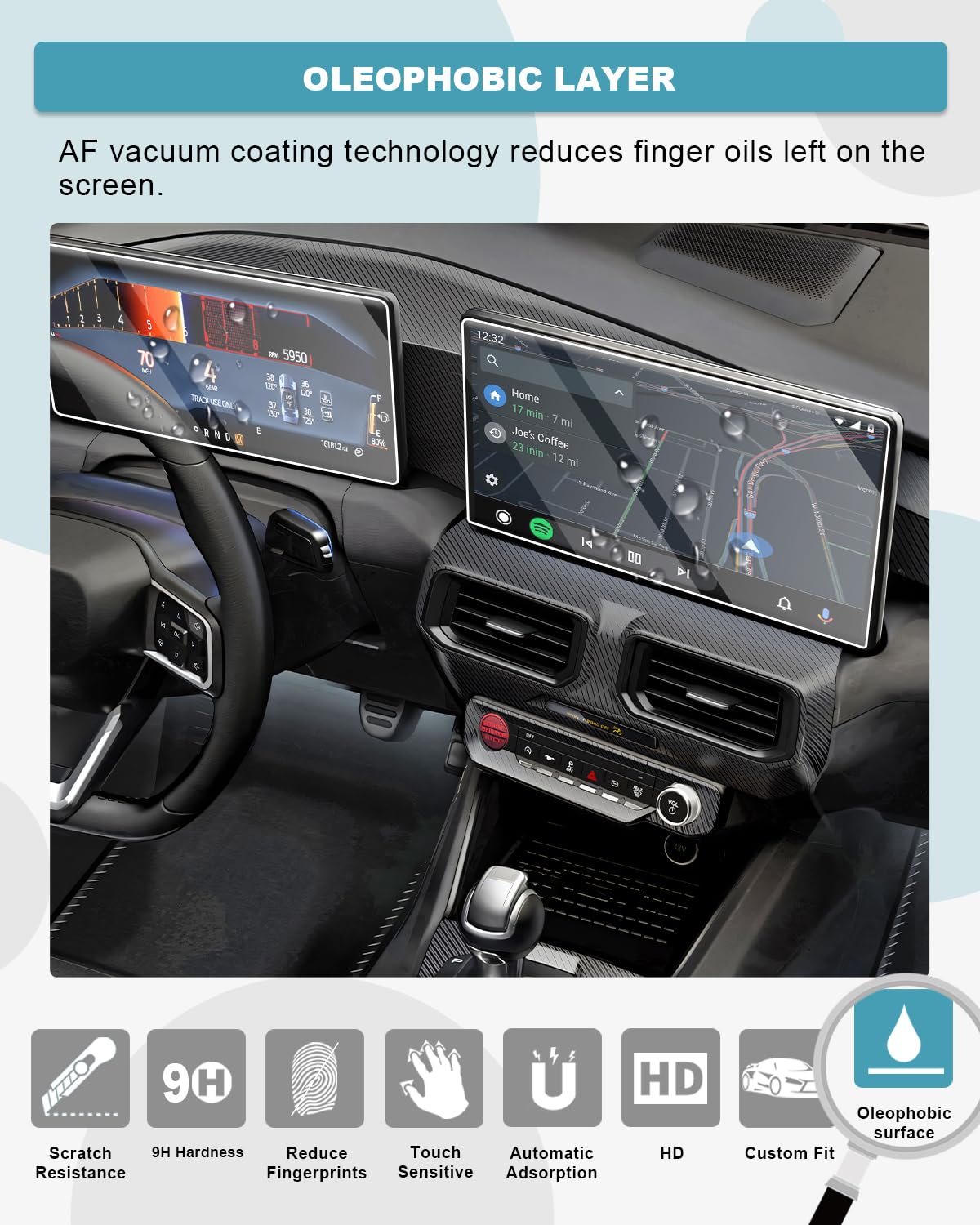 2PCS Tempered Glass Screen Protector for 2024-2025 Ford Mustang - 13.2