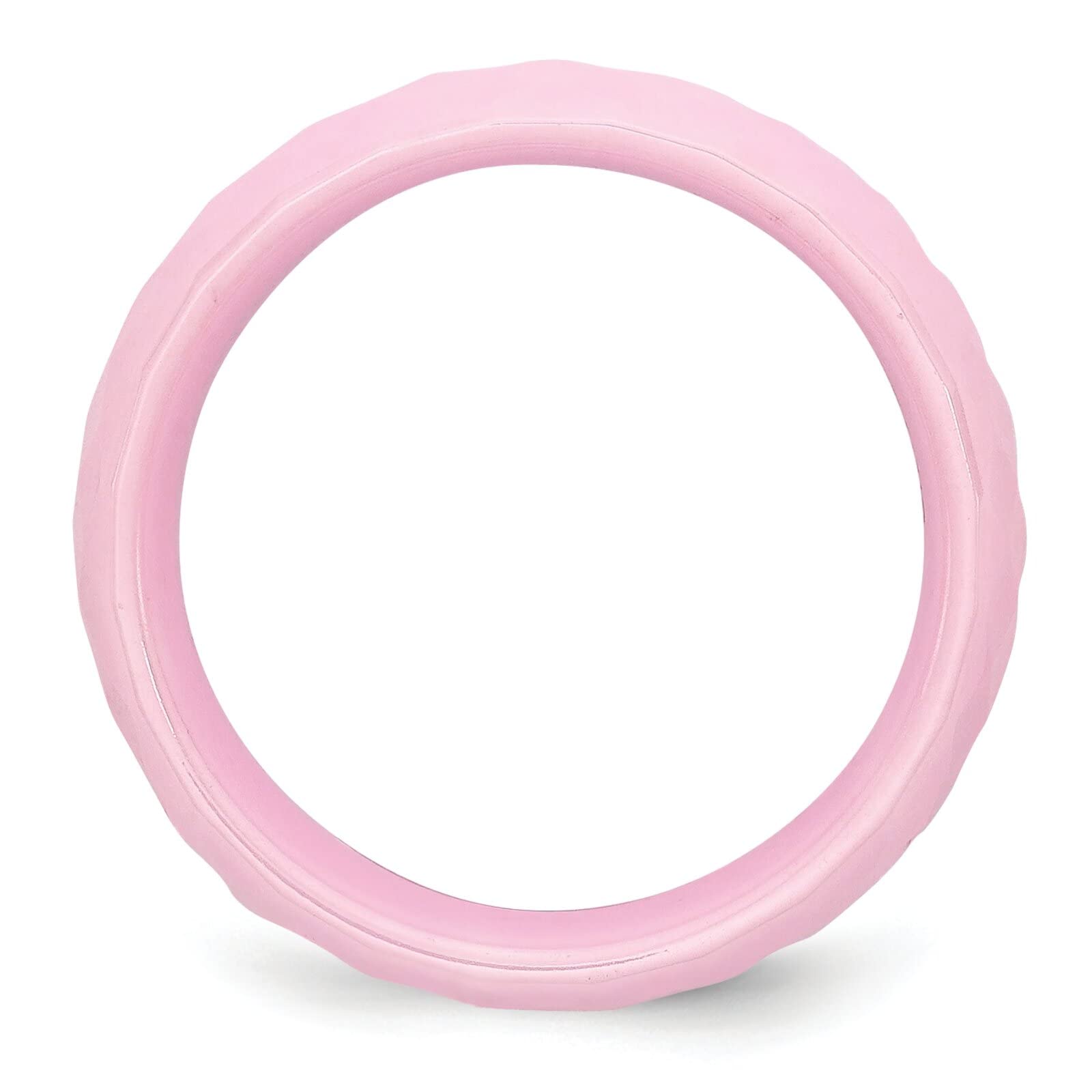 FindingKing 7.5mm Pink Faceted Ceramic Awareness Ring - Size 6 for Women, Breast Cancer Support Jewelry Gift for Survivors & Supporters