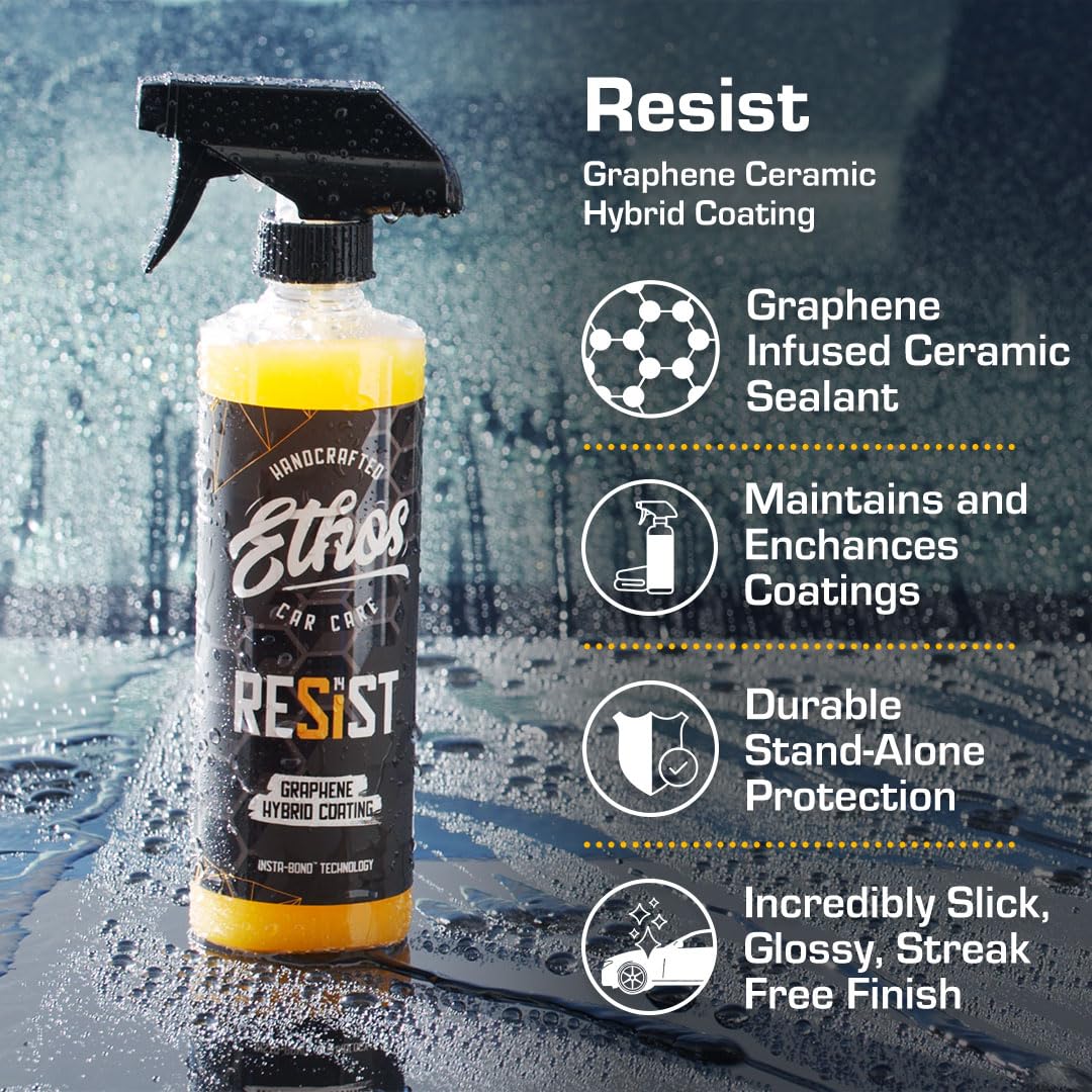 RESIST Graphene & Ceramic Hybrid Coating Spray for Cars - Long-Lasting UV Protection, High Gloss & Slick Finish - Advanced Graphene Ceramic Coating for Auto Paint Protection - Perfect for Daily Drivers, Show Cars & Vehicle Detailing