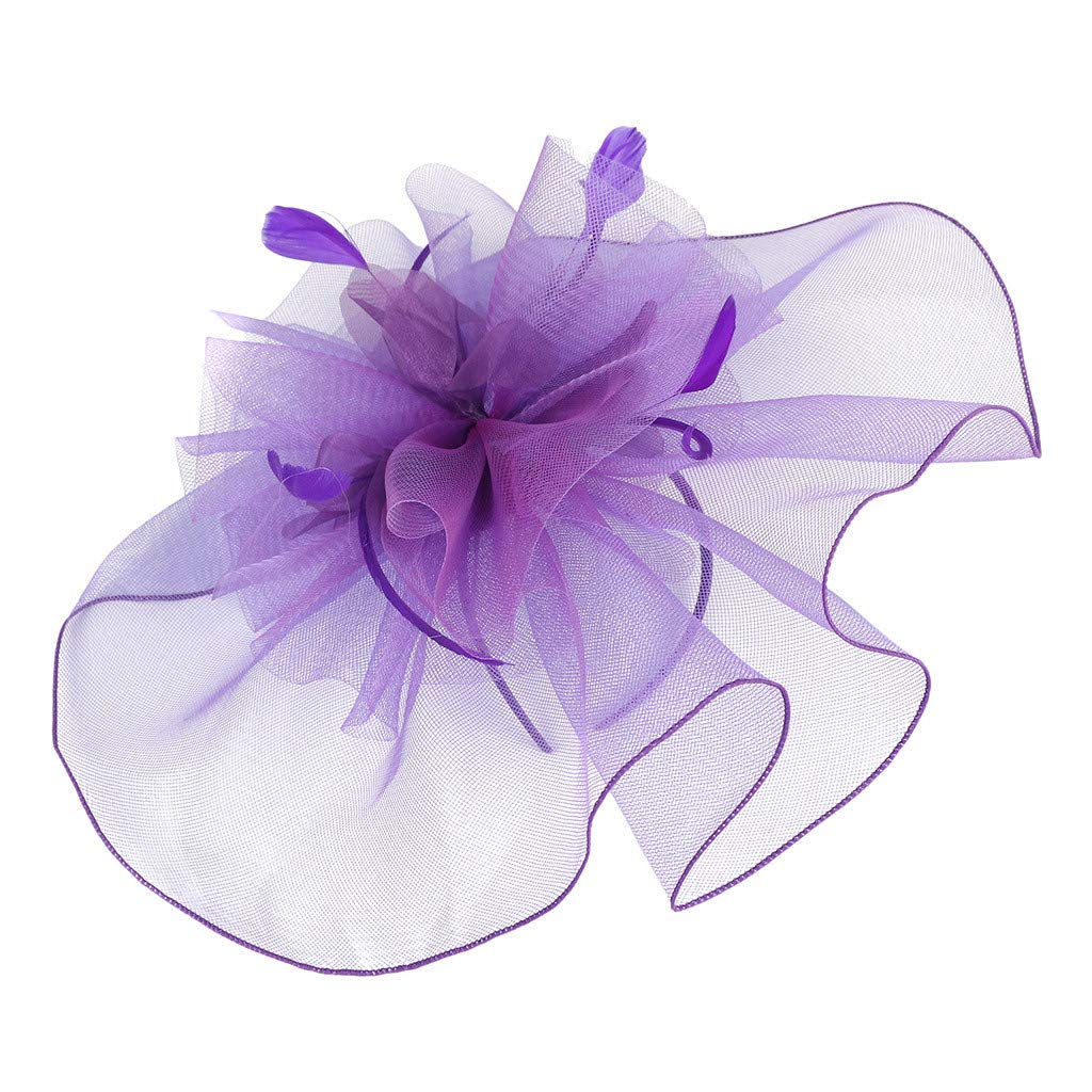 Vintage Women's Fascinator Hats with Feather & Flower - Elegant Derby Hats for Tea Party, Wedding, Bridal Shower & Special Occasions - Fashionable Headwear & Headband Accessories