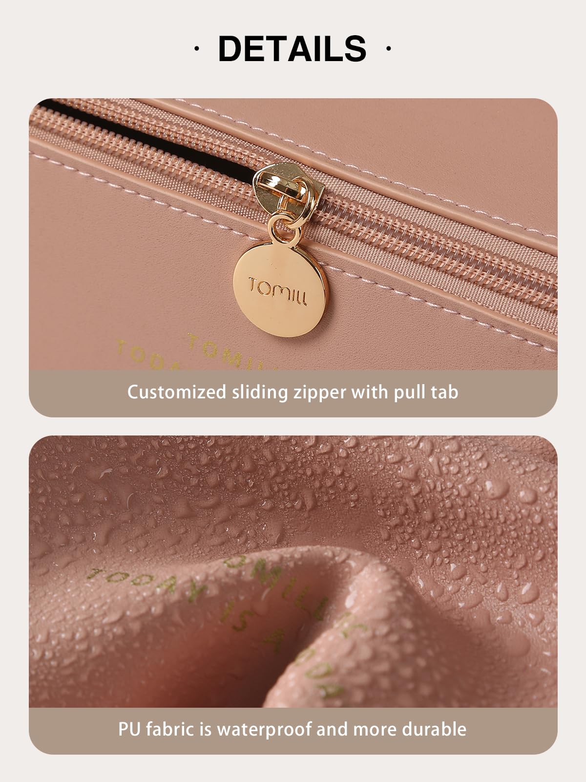 TOMILL Large Leather Makeup Bag for Women - Waterproof Travel Cosmetic Organizer (9.5x5.2x5.2 inches) - Perfect for Toiletries, Cosmetics & Accessories | Portable Wide-Open Design | Ideal for Travel, Gym & Daily Use | A-Pink Sweetness Collection