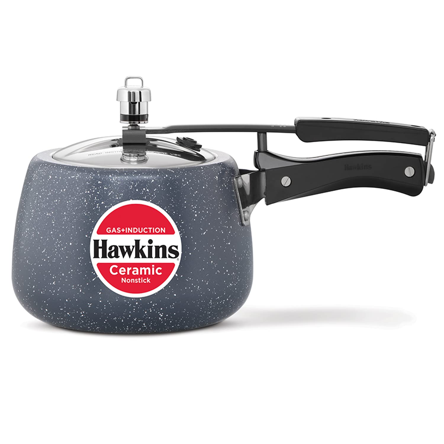 HAWKINS 3L Ceramic Nonstick Pressure Cooker with Induction Compatible Inner Lid - Granite Contura Design for Fast & Even Cooking - Perfect for Soups, Stews & Meal Prep (ICC30)