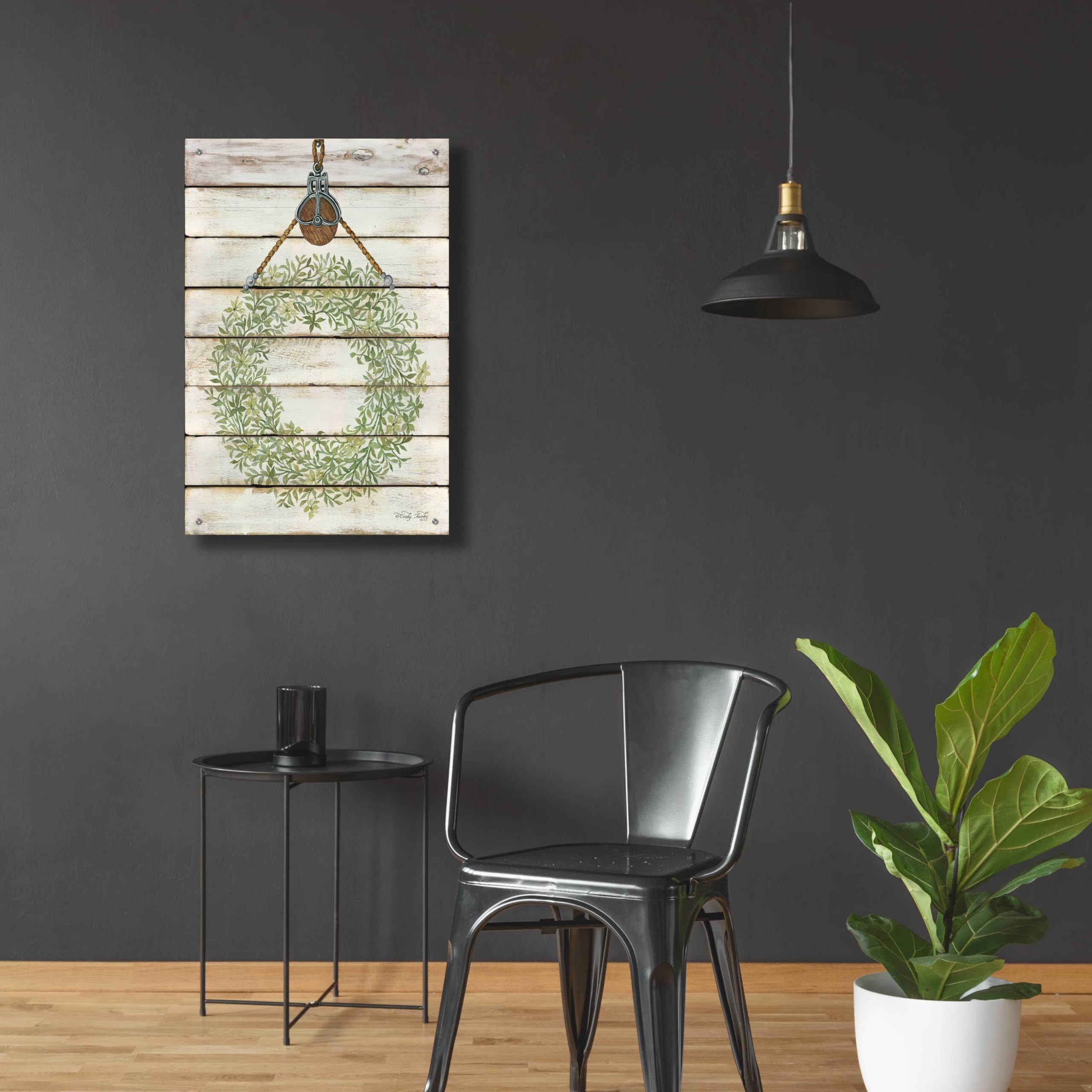 Epic Art 'Pully Hanging Wreath' by Cindy Jacobs - 24x36 Inch Acrylic Glass Wall Decor - Modern Home Artwork for Living Room, Bedroom & Office Decor