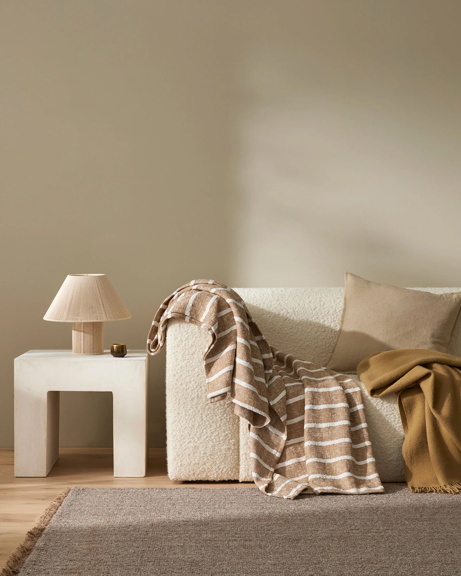 Handmade Puglia Rug in Soft Taupe - Boho Chic Area Rug for Living Room, Bedroom & Nursery