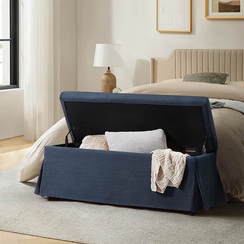 Zenobia Bench with Hidden Shoe Storage & Removable Slipcover - Entryway Seating with Storage for Shoes, Hats & Accessories - Perfect for Hallway, Bedroom or Mudroom Organization