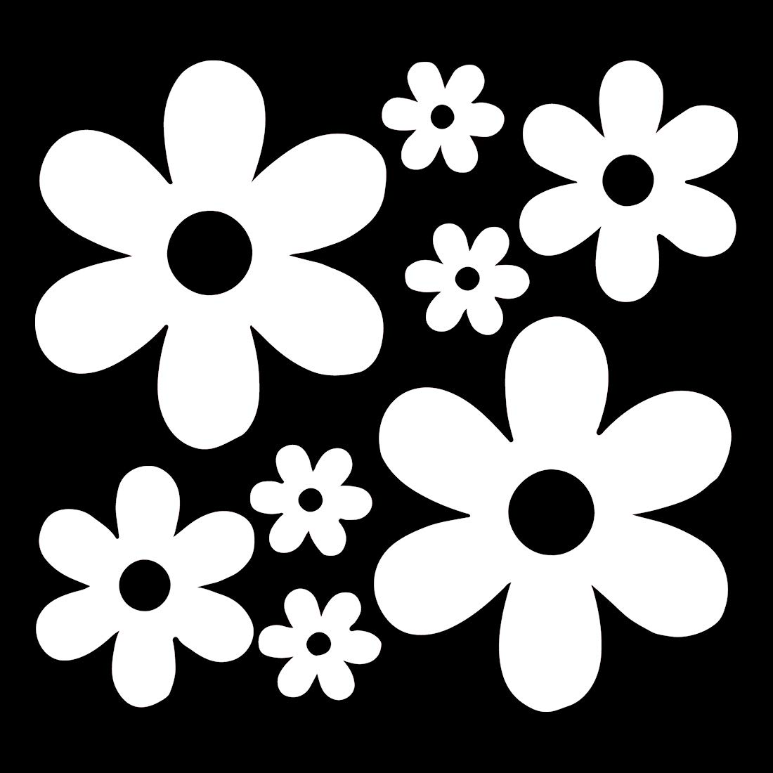 Premium Waterproof Vinyl Decal Stickers (Set of 2) - Groovy Daisy Flower White Design for Laptop, Phone, Helmet, Car Window, Bumper, Mug, Cup, Door & Wall Decoration - Perfect for DIY Home Decor, Office Accessories & Personalized Gifts