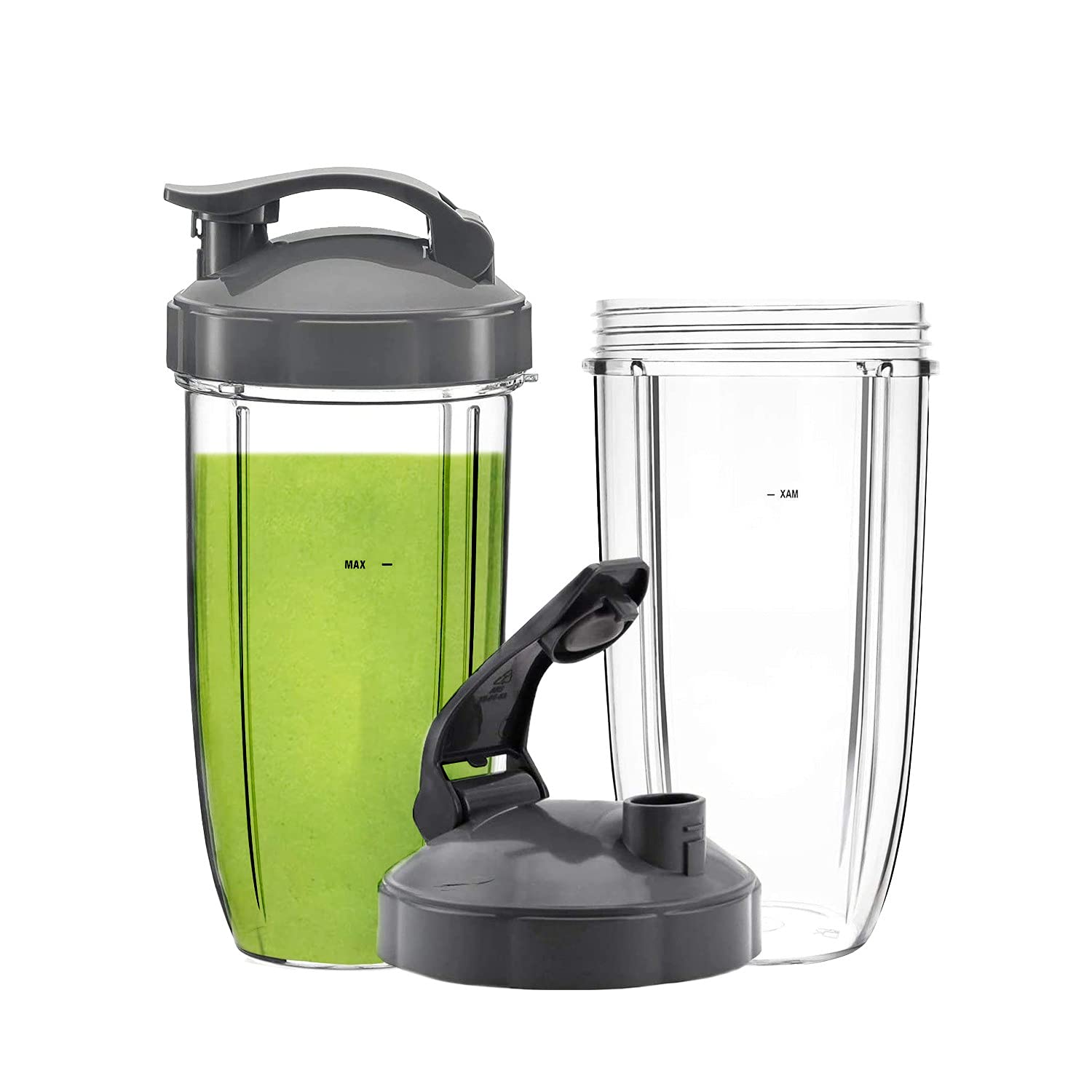 2-Pack 24oz Blender Replacement Cups for NutriBullet Pro 900W/600W - Compatible with Extractor Blades & Includes 2 Flip-Top Lids - Perfect for Smoothies, Protein Shakes & On-the-Go Nutrition