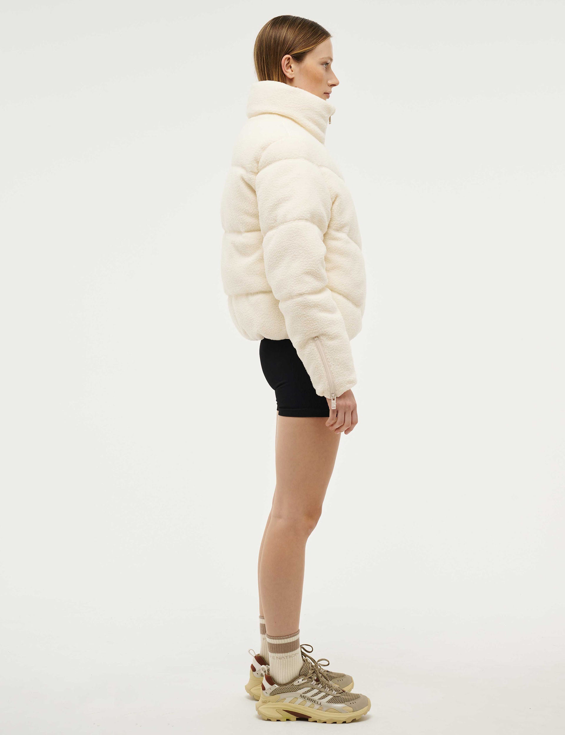 Fortune Sherpa Jacket for Women - Cozy Fleece Lined Winter Coat in Whisper White - Perfect for Outdoor Adventures and Casual Wear