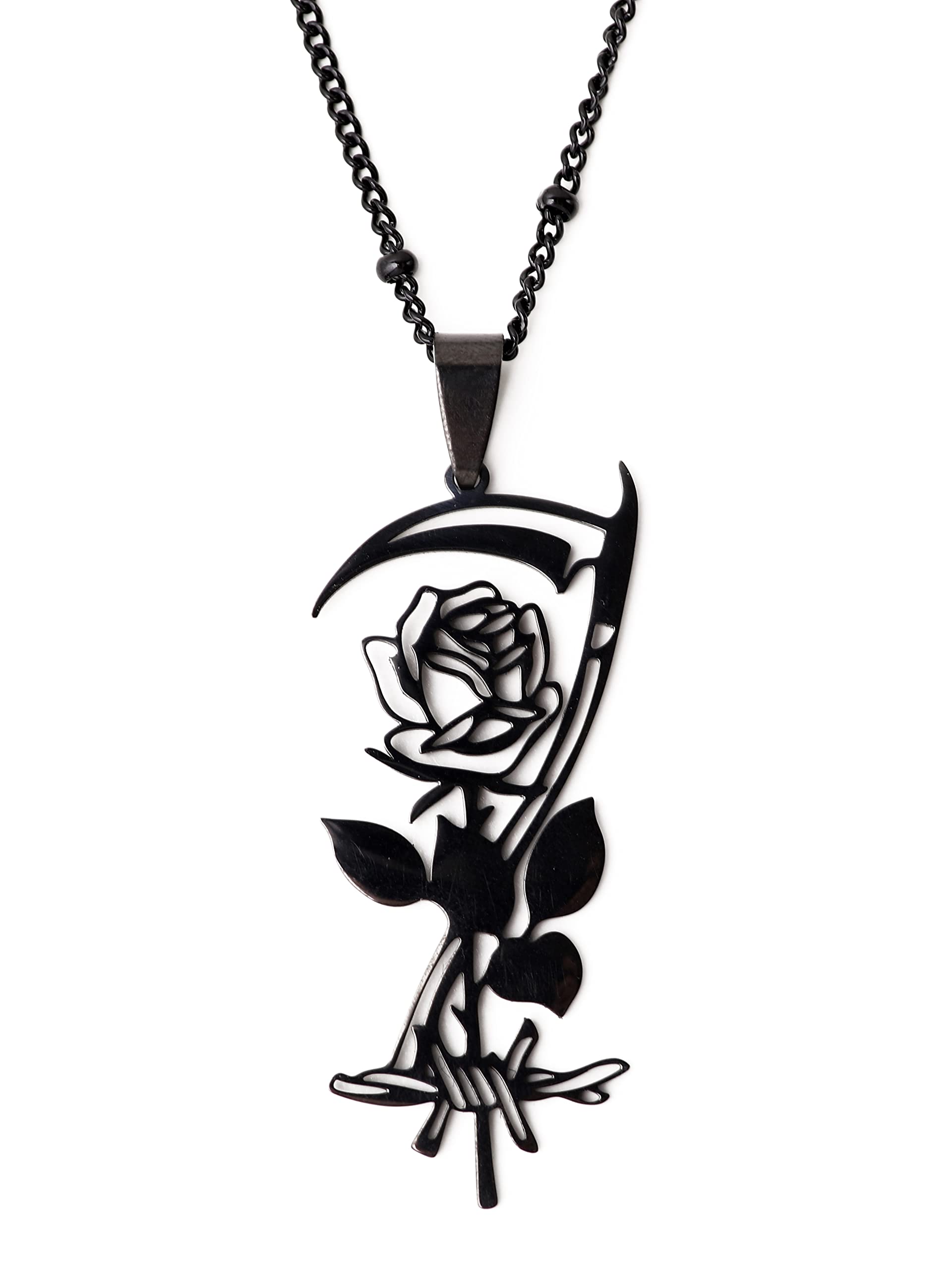 Gothic Celtic Rose Necklace for Women - Stainless Steel Rose Pendant Jewelry, Halloween Goth Accessory Gift - Perfect for Cosplay, Witchy Aesthetic & Dark Romance Outfits