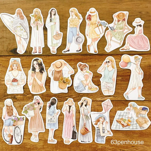 63Penhouse X Windry R Sunny Day Girls Stickers in Tin - Cute Aesthetic Decals for Laptops, Journals & Water Bottles - Perfect for Scrapbooking & DIY Crafts