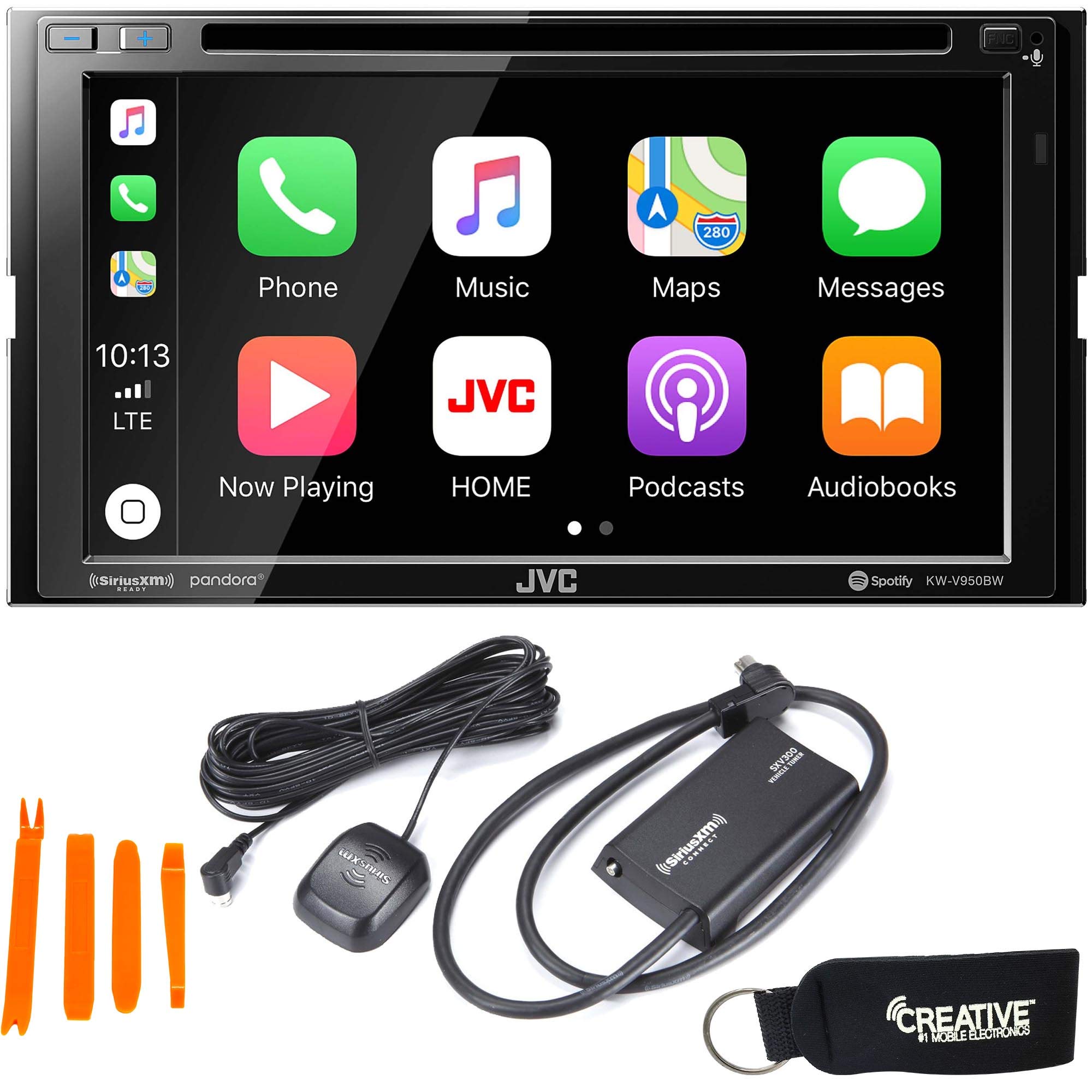 JVC KW-V950BW Car Stereo with Wireless Apple CarPlay & Android Auto, SiriusXM Satellite Radio Tuner - Perfect for Hands-Free Calling, Navigation & Music Streaming in Your Car