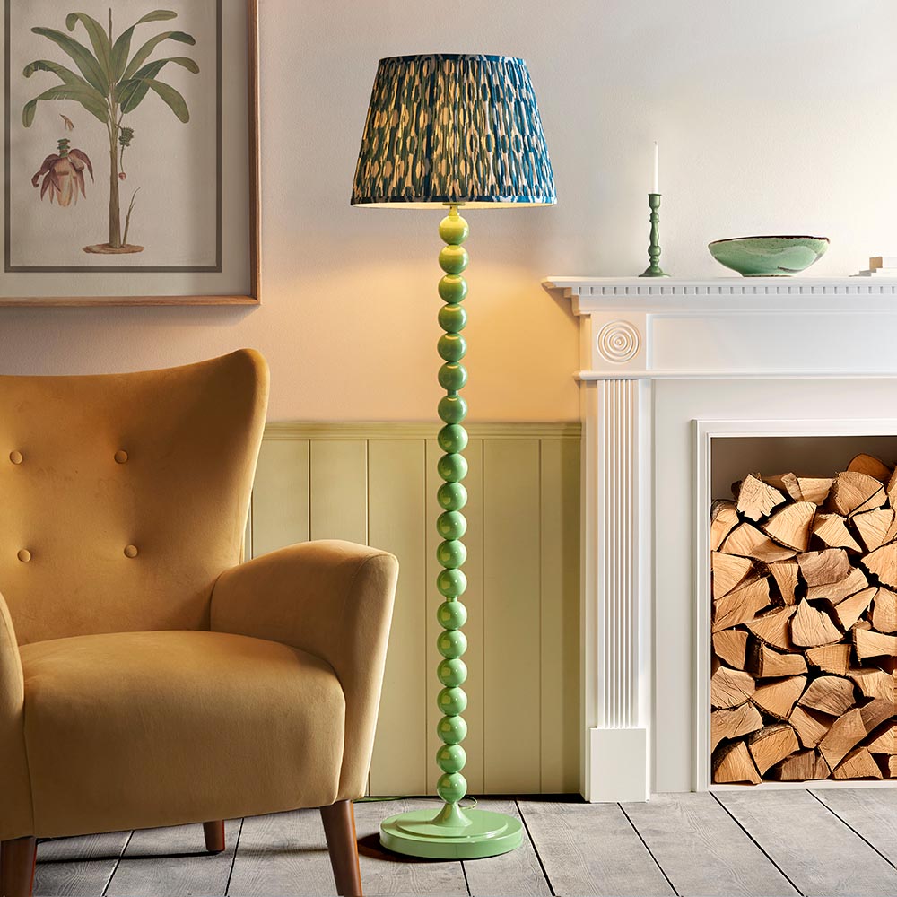 Auralis Ikat Floor Lamp with E27 Socket - Modern Handwoven Design for Living Room, Bedroom & Office Lighting