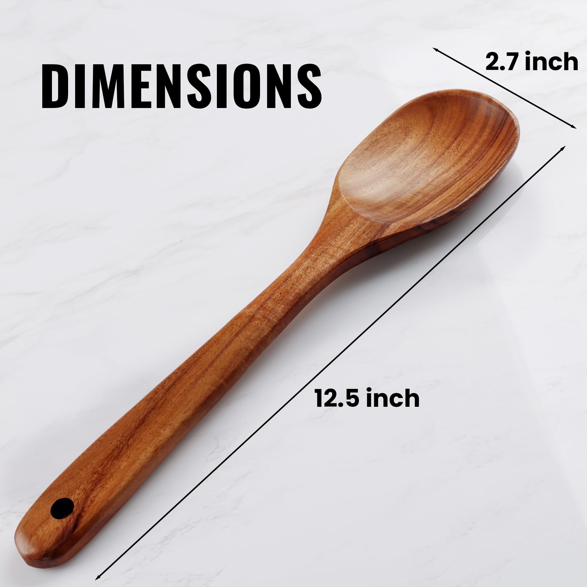 Premium Teak Wooden Spoon - Durable Cooking Utensil for Non-Stick Pans & Kitchen Use