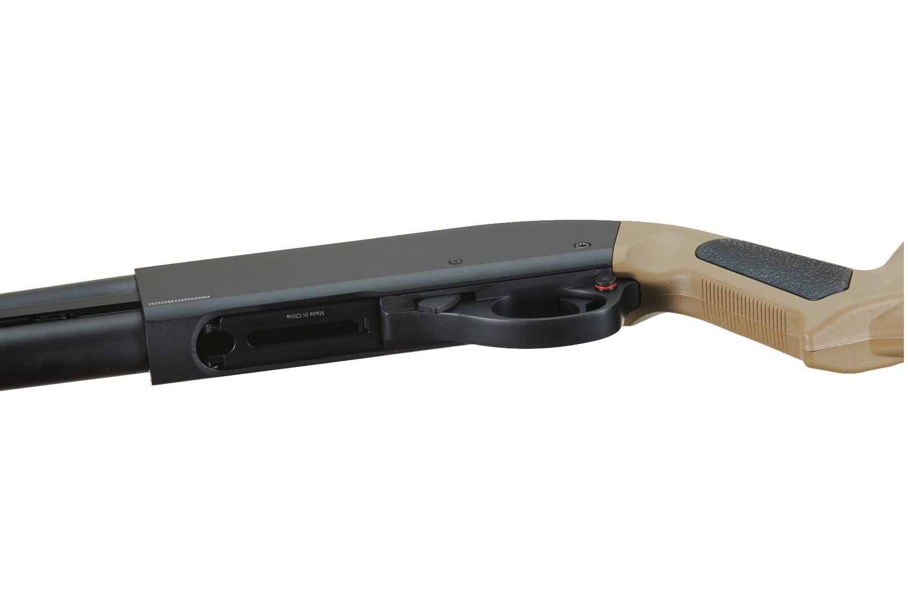 Golden Eagle M870 Pump Action Airsoft Shotgun - 350 FPS, 3/6-Shot Capacity, MLOCK Style, Tan Color with Holder - Perfect for Airsoft Battles, Tactical Training & Outdoor Shooting Games