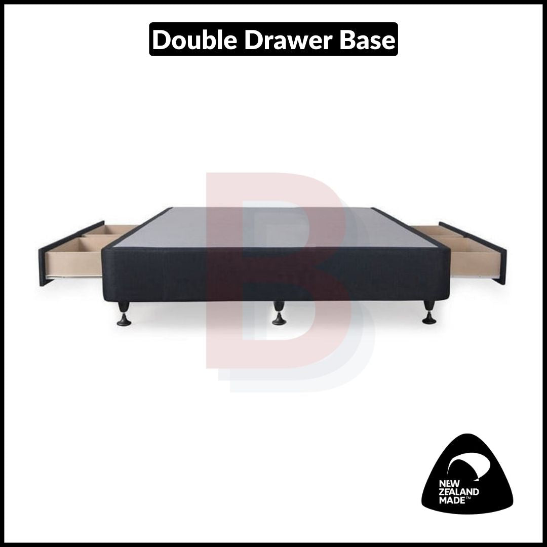 Double Drawer Bed Base - NZ Made Standard Drawer for Bedroom Storage & Space Saving | Perfect for Small Apartments & Guest Rooms