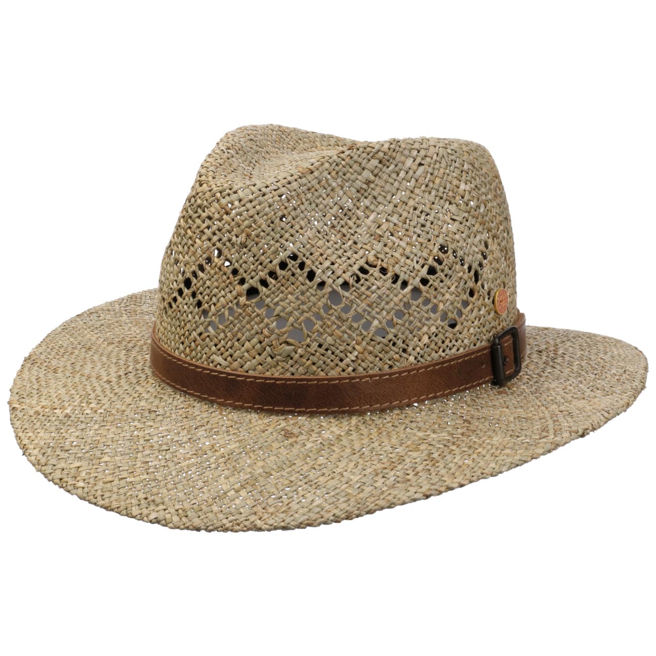 Mayser Desco Seagrass Hat with Leather Band - Natural Straw Sun Hat for Women & Men - Perfect for Beach, Garden, and Summer Outdoor Activities