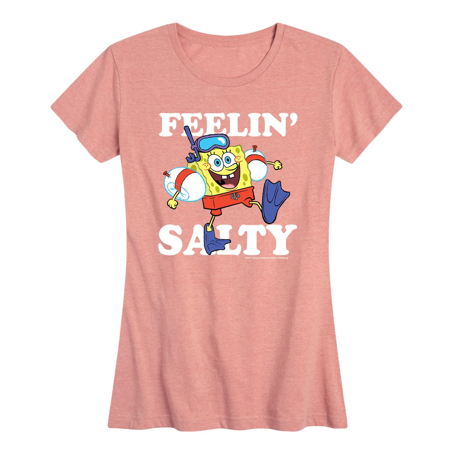 Spongebob Squarepants 'Feelin Salty' Women's Graphic T-Shirt | Soft Short Sleeve Tee | Casual Wear, Cosplay & Gift for Fans