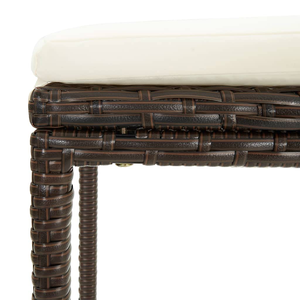 4-Piece Brown Poly Rattan Bar Stools with Cushions - Patio, Kitchen Island & Outdoor Dining Furniture Set for Home Decor