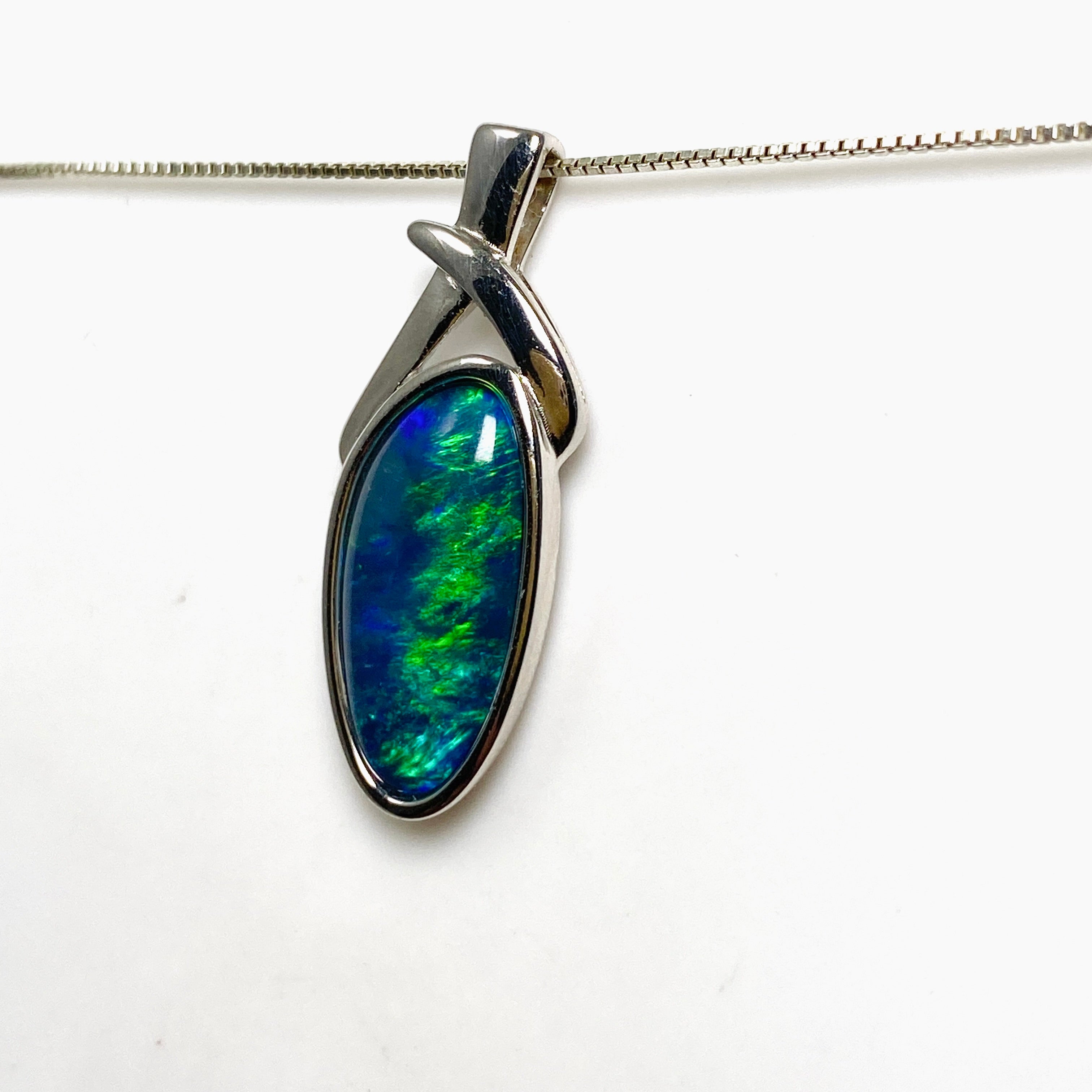 Australian Opal Triplet Freeform Cabochon Pendant in Decorative Sterling Silver Setting - GPJ17 | Elegant Jewelry for Women, Gift for Her, Birthday & Anniversary Present
