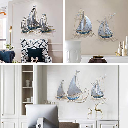 Handmade 3D Nautical Metal Sailboat Wall Art Decor - 34