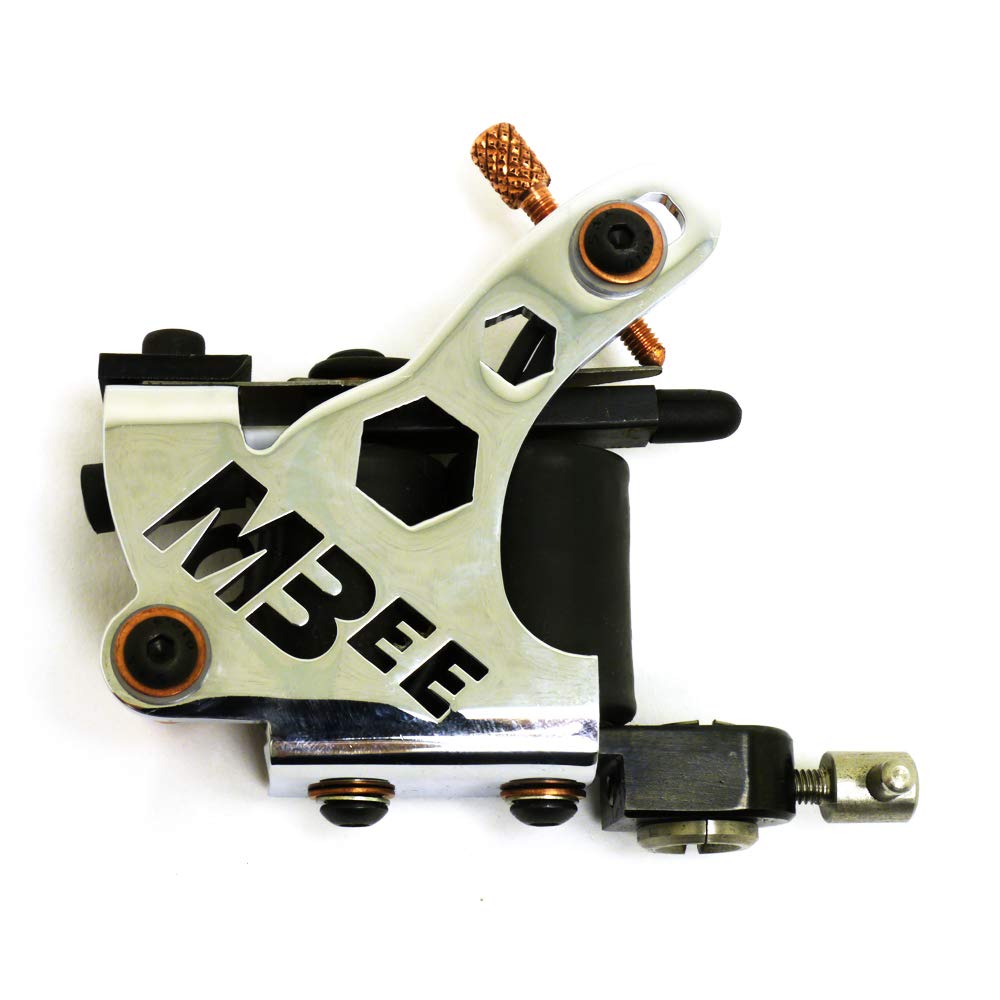 Professional Tattoo Machine - Micky Bee Coil Chrome Killer Bee Color Shader with 10 Wrap Coils for Tattoo Artists | Perfect for Detailed Shading and Coloring Work in Tattoo Studios