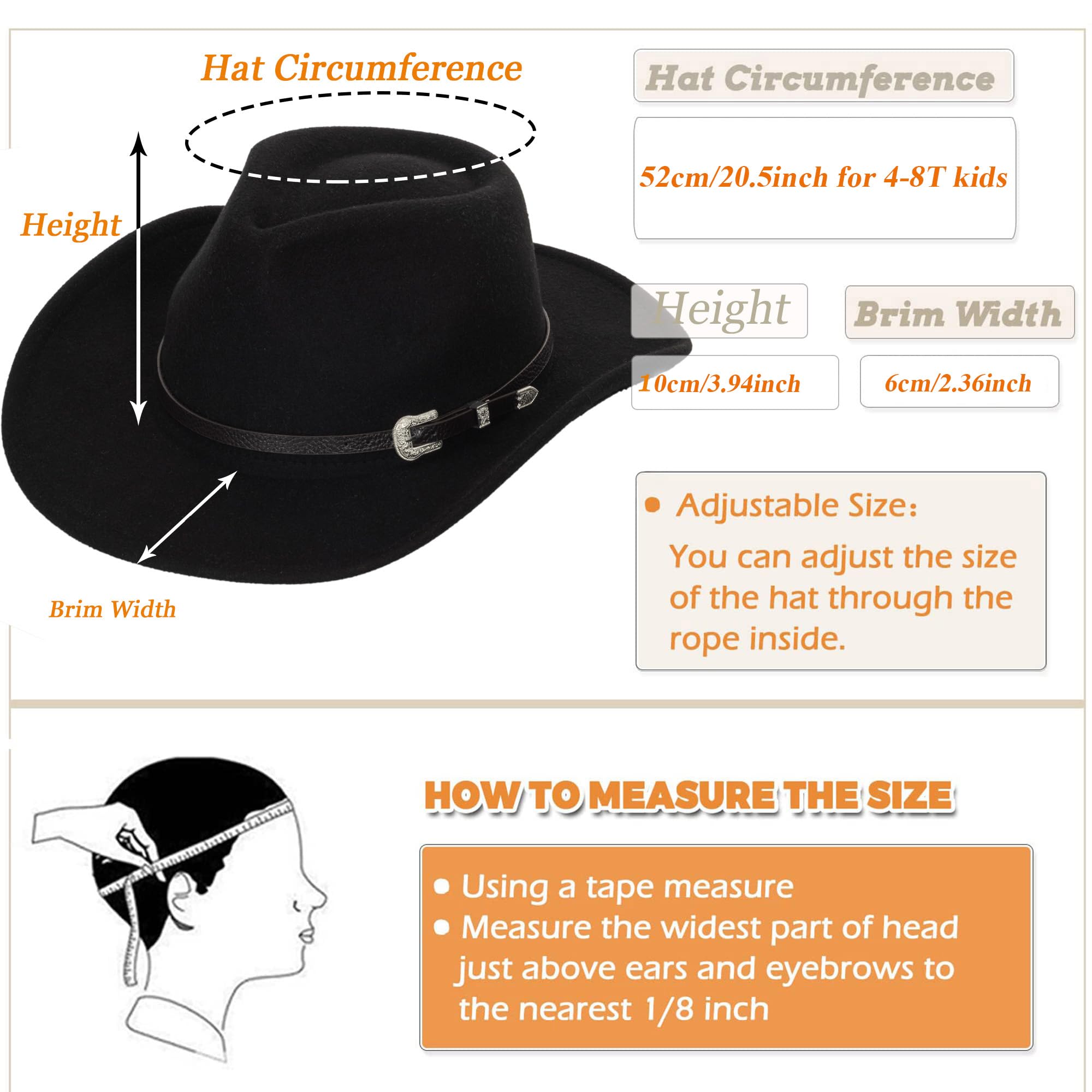 Cowboy Hat for Boys & Girls - Western Felt Fedora Hat for Kids Ages 3-6 Years | Perfect for Halloween, Costume Parties & Western Themed Events