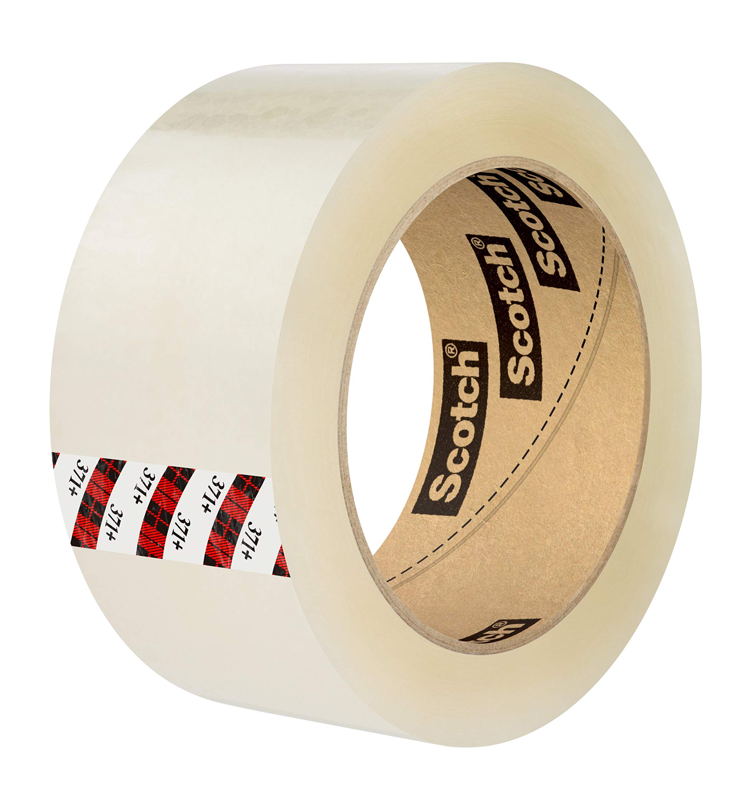 3M Scotch High Tack Box Sealing Tape 371+ - Heavy Duty Packaging Tape with Synthetic Rubber Adhesive, 48mm x 100m, Clear (36 Rolls/Case) - Ideal for Shipping Boxes, Moving & Warehouse Packaging