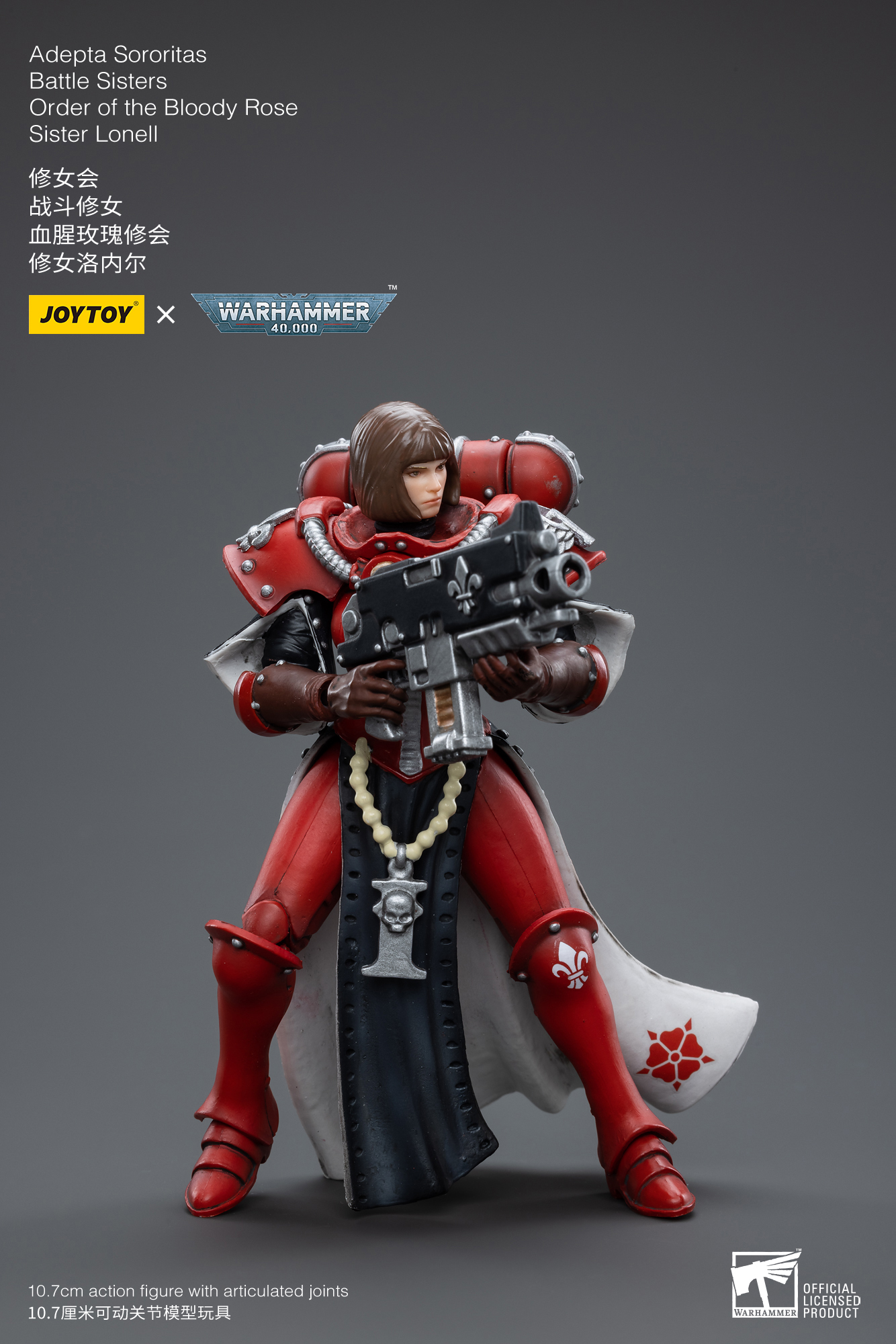 1/18 JOYTOY Warhammer 40K Adepta Sororitas Battle Sisters - Order of the Bloody Rose Sister Lonell Action Figure | Collectible Miniature for Tabletop Gaming & Display