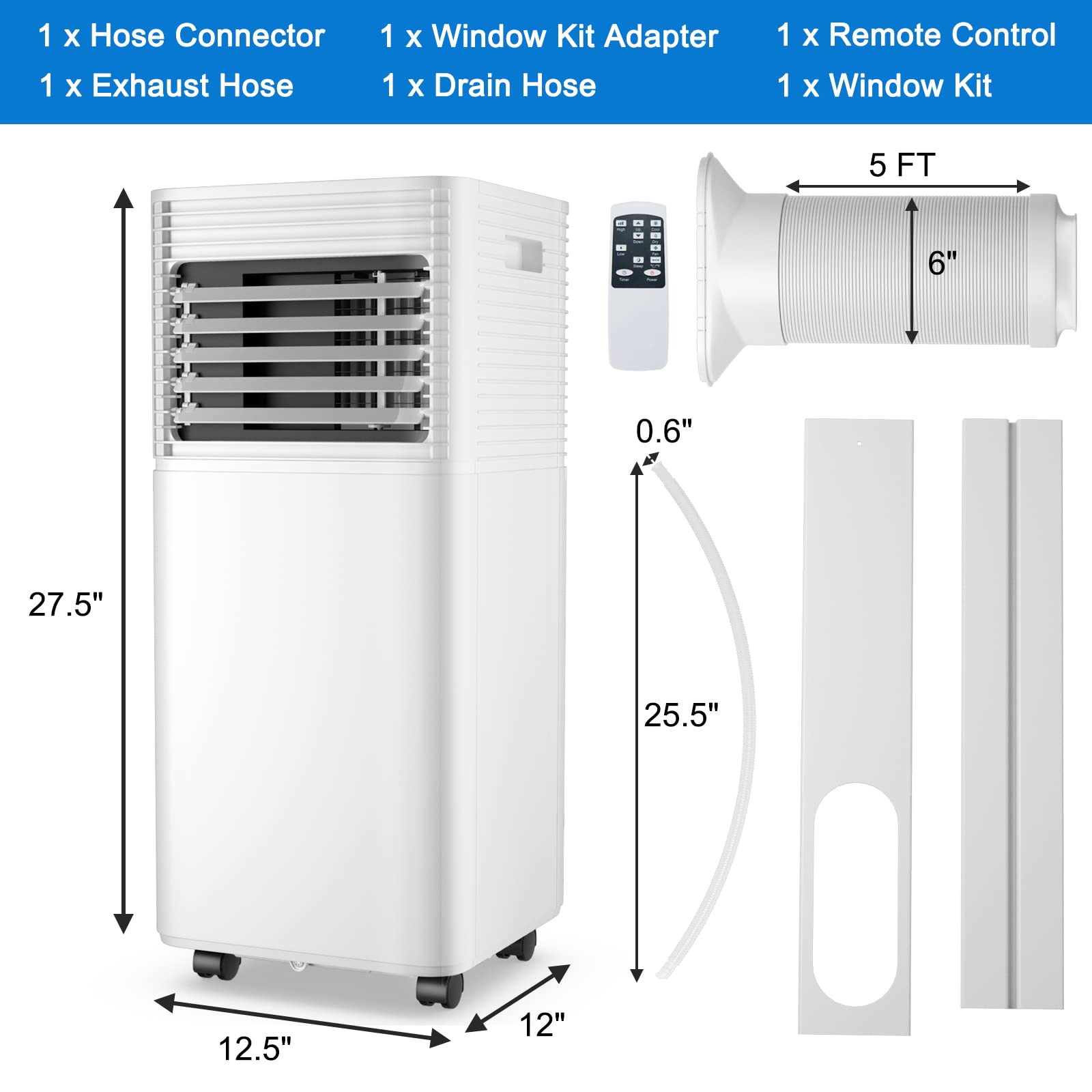 BK10111US Portable Air Conditioner - 8000 BTU, White, Compact & Energy Efficient Cooling Unit for Home, Office, Bedroom - Perfect for Small Spaces up to 200 Sq Ft