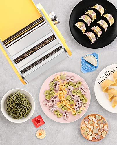 Elabo Stainless Steel Pasta Maker Machine - 7 Adjustable Thickness Settings with Hand Crank for Homemade Spaghetti, Fettuccine, Lasagna & Dumpling Skins | Perfect for Italian Cuisine, Family Cooking & Restaurant Use