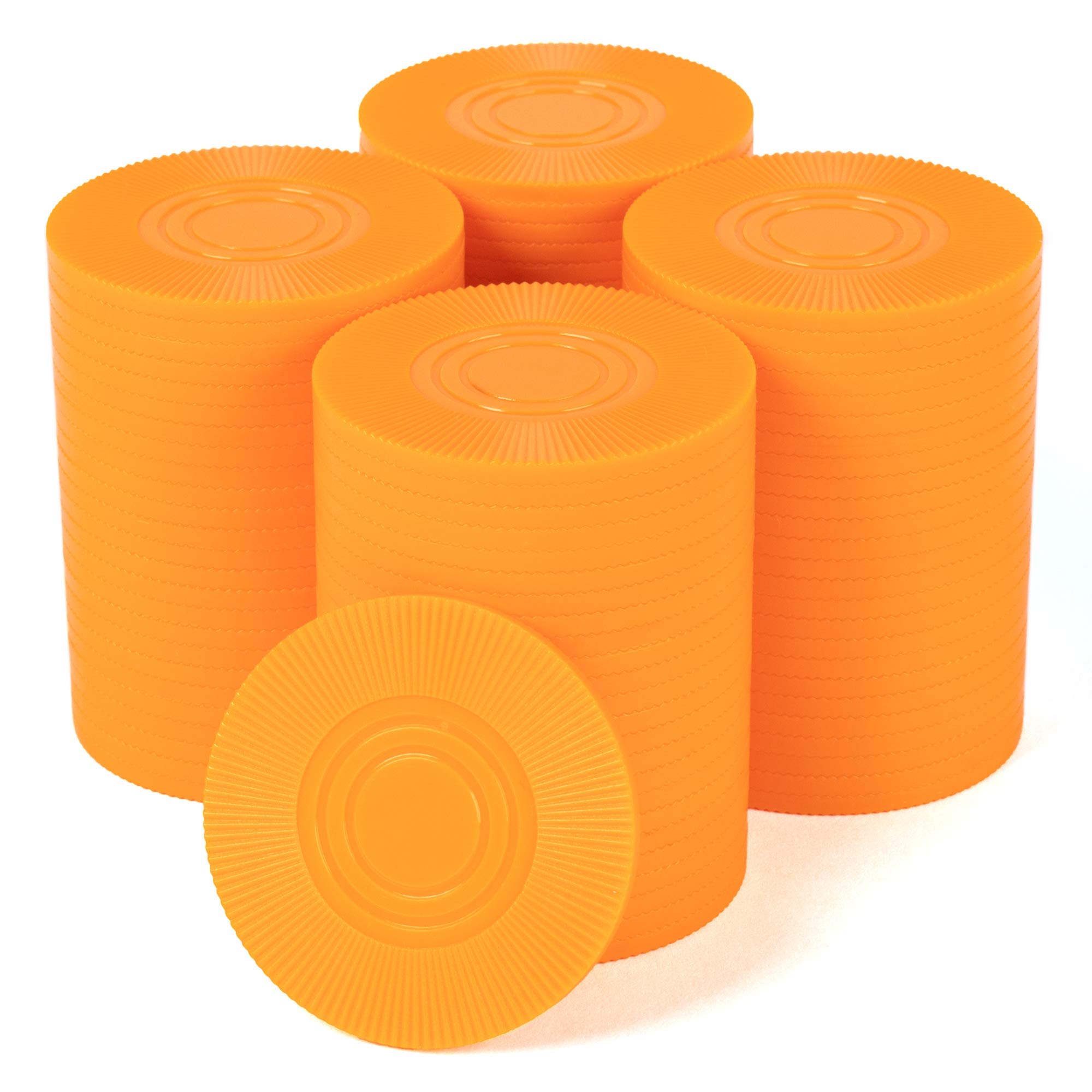 Brybelly 100-Piece Interlocking Poker Chip Set - 2 Gram Lightweight Plastic Casino Chips for Texas Hold'em, Blackjack, Card Games & Math Learning | Perfect for Casino Nights, Home Poker Tournaments & Classroom Counting Activities (Orange)