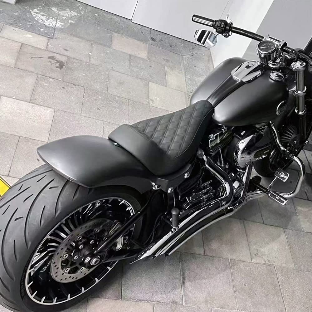 Heavy Duty Gloss Black Motorcycle Rear Fender Mudguard with Brake & Turn Lights - Compatible with 2013-2017 Harley Davidson Softail Breakout - Perfect for Wet Weather Riding and Custom Bike Upgrades