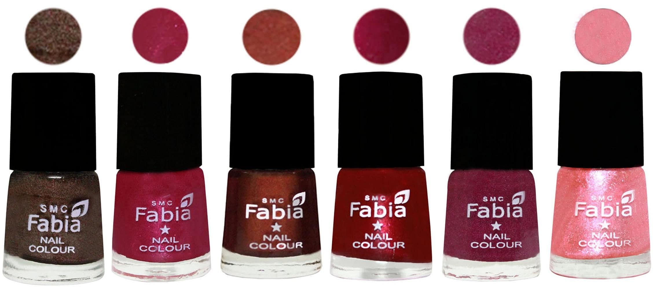SMC Fabia Platinum Collection - 6-Piece Set of 6ml High Shine Long Lasting Nail Polish (Color 04653) - Perfect for Manicures, Pedicures, and Nail Art Designs